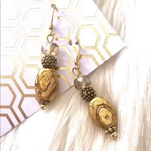 Gold Foil Glass Dangly Earrings!!!!